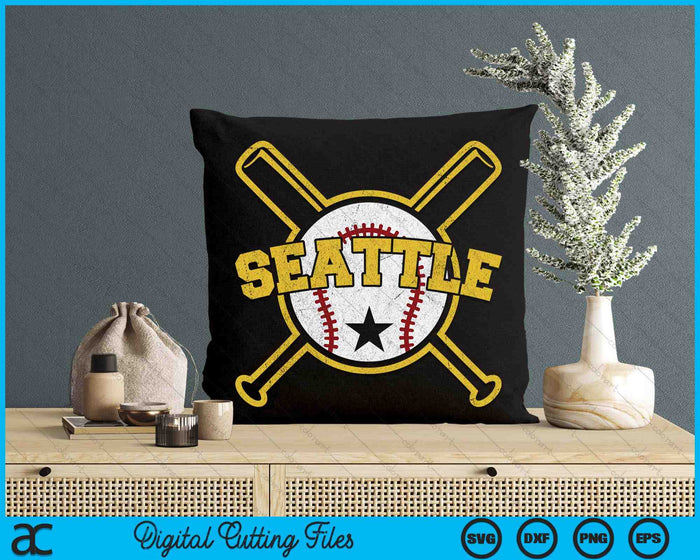 Verontruste Retro Seattle Baseball SD Vintage SVG PNG digitale snijbestanden