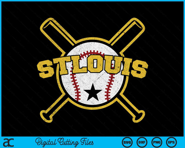 Distressed Retro St. Louis Baseball SVG PNG Cutting Printable Files