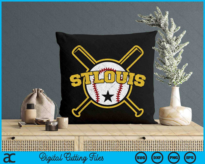 Distressed Retro St. Louis Baseball SVG PNG Cutting Printable Files