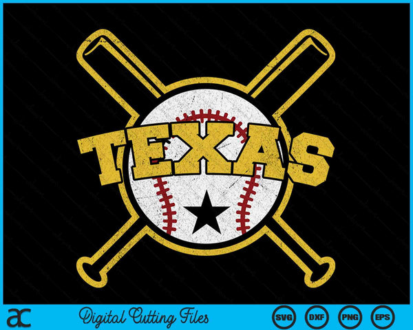 Distressed Retro Texas Baseball SD Vintage SVG PNG Digital Cutting Files