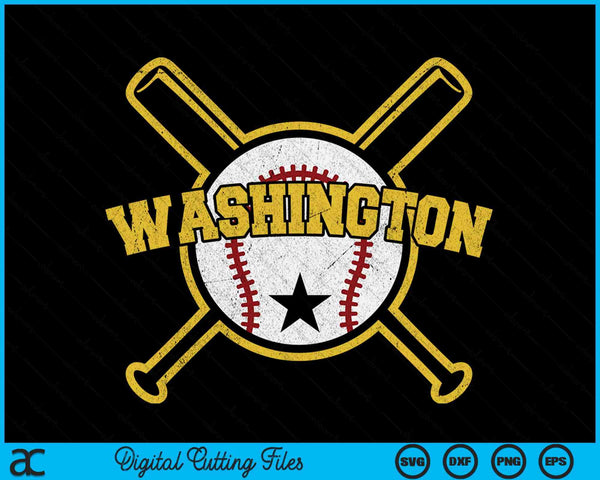 Verontruste Retro Washington Baseball SD Vintage SVG PNG digitale snijbestanden