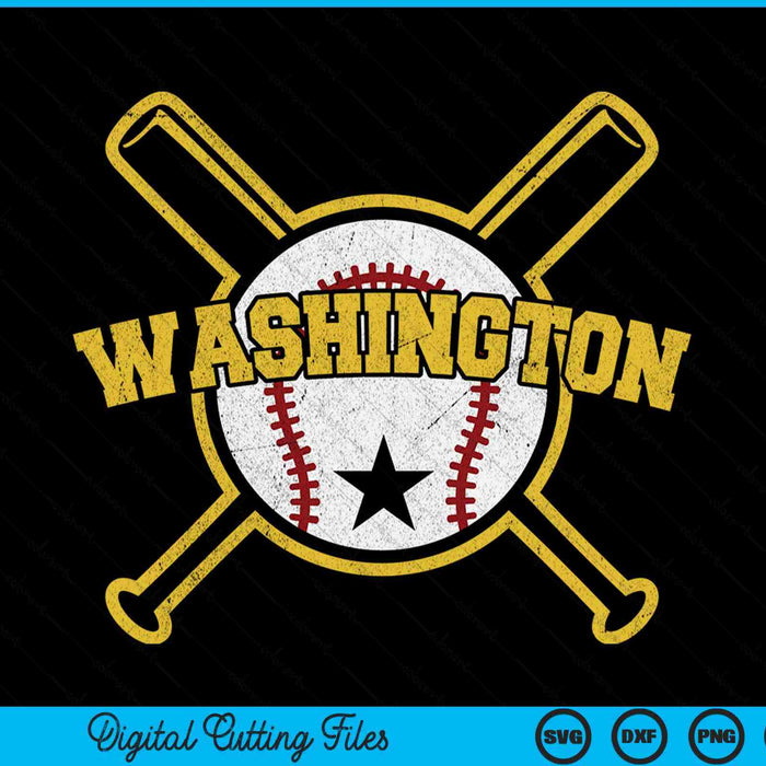 Distressed Retro Washington Baseball SD Vintage SVG PNG Digital Cutting Files