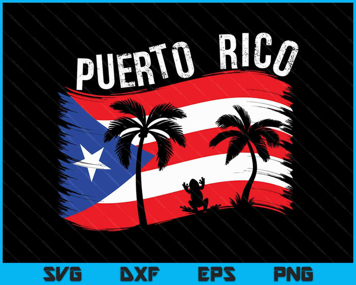 Verontruste stijl Puerto Rico kikker Gift Design SVG PNG snijden afdrukbare bestanden