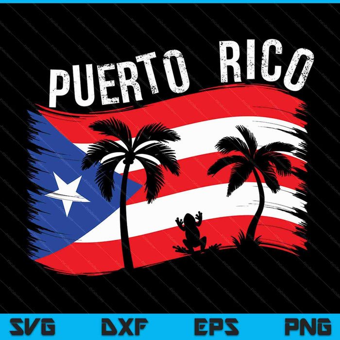 Estilo angustiado Puerto Rico Rana Regalo Diseño SVG PNG Corte Archivos Imprimibles