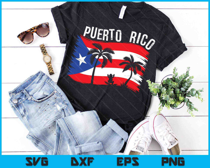 Verontruste stijl Puerto Rico kikker Gift Design SVG PNG snijden afdrukbare bestanden
