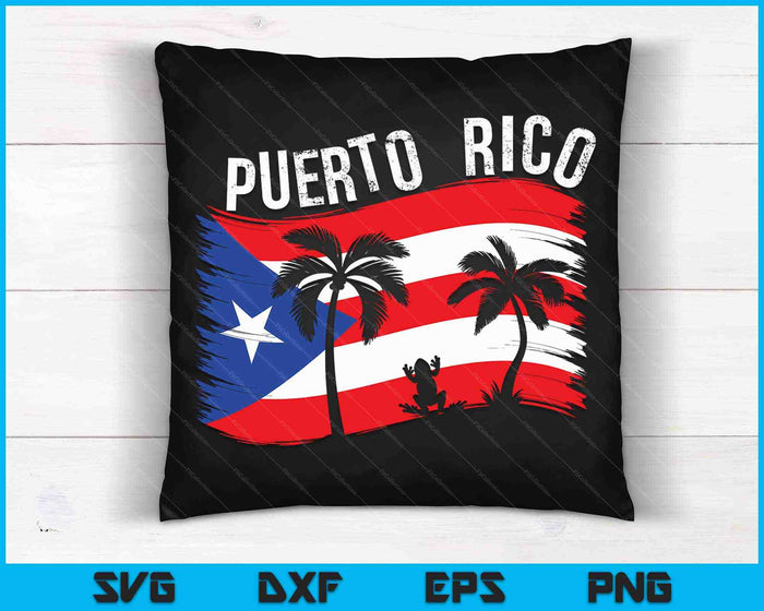 Estilo angustiado Puerto Rico Rana Regalo Diseño SVG PNG Corte Archivos Imprimibles