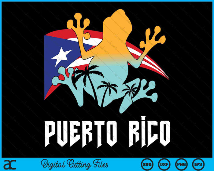 Estilo angustiado Puerto Rico Rana Regalo Diseño Puerto Rico SVG PNG Archivos de corte digital