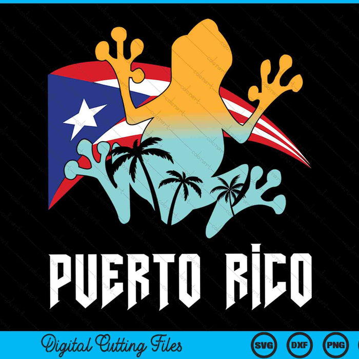 Estilo angustiado Puerto Rico Rana Regalo Diseño Puerto Rico SVG PNG Archivos de corte digital