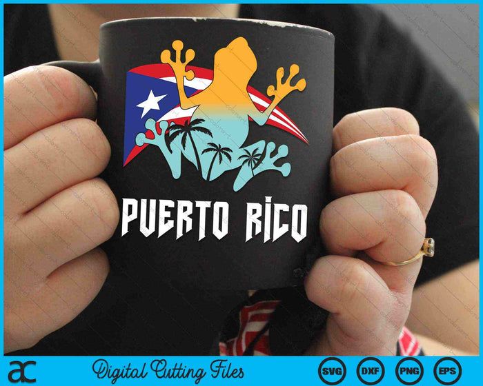 Verontruste stijl Puerto Rico kikker Gift Design Puerto Rico SVG PNG digitale snijbestanden