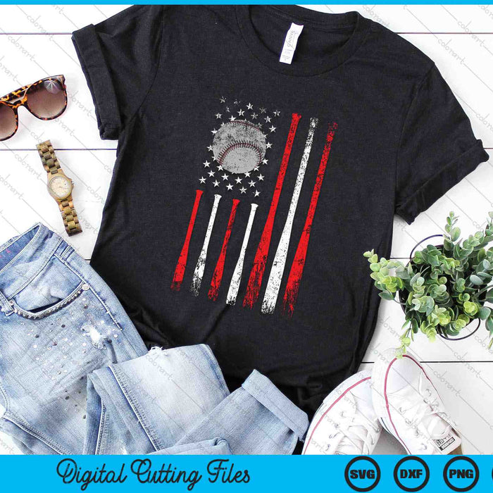 Distressed Vintage Baseball USA Flag SVG PNG Printable Files