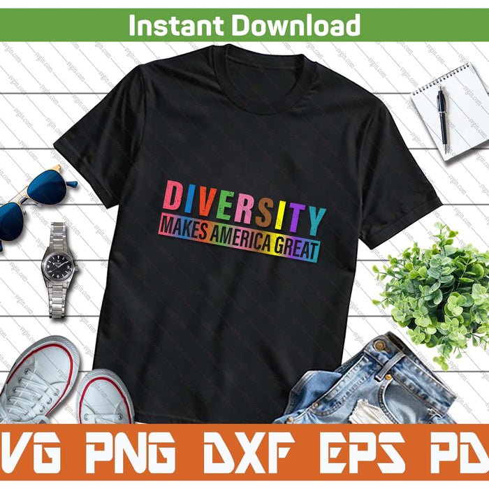 Patriotic Diversity Message SVG PNG Cutting Files