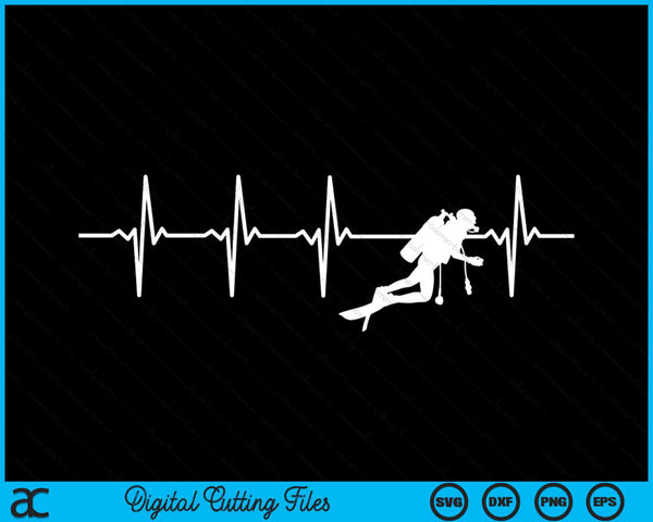 Diving Heartbeat Scuba Divers SVG PNG Digital Printable Files