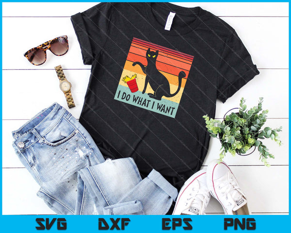 Do What I Want Vintage Black Cat Red Cup Funny My Cat SVG PNG Cutting Printable Files - on a t-shirt