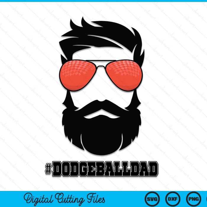 Dodgeball dad with beard and cool sunglasses SVG PNG cut file for Cricut