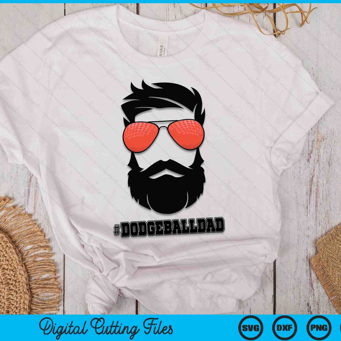 Dodgeball papa met baard en coole zonnebril SVG PNG digitale afdrukbare bestanden