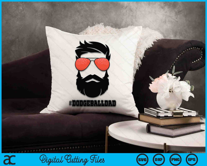 Dodgeball Dad With Beard And Cool Sunglasses SVG PNG Digital Printable Files