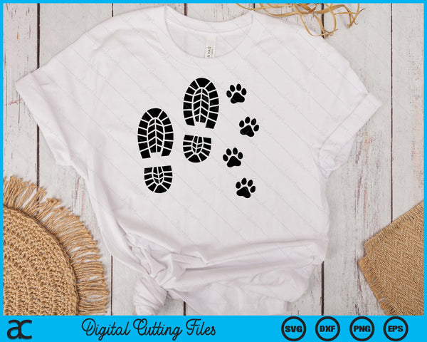 Dog And Man Hiking Dog Hike With Dog And Man Paw SVG PNG Digital Printable Files