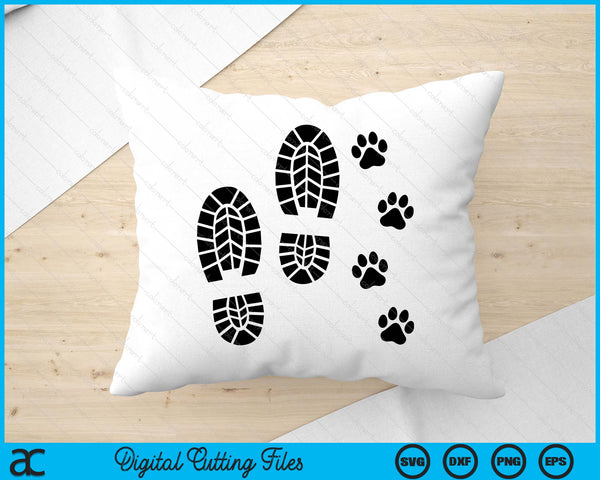 Dog And Man Hiking Dog Hike With Dog And Man Paw SVG PNG Digital Printable Files