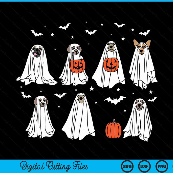 Dog ghost cute dog dressed as ghost Halloween dog SVG cut file