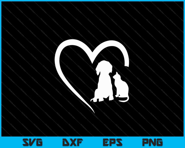 Hond puppy en baby hond en kat hart SVG PNG snijden afdrukbare bestanden