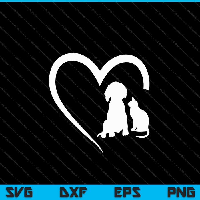 Hond puppy en baby hond en kat hart SVG PNG snijden afdrukbare bestanden