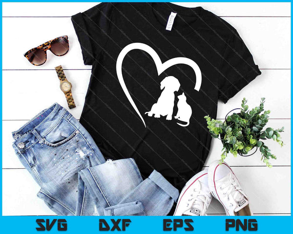 Dog Puppy and Baby Dog and Cat Heart SVG PNG Cutting Printable Files - on a t-shirt