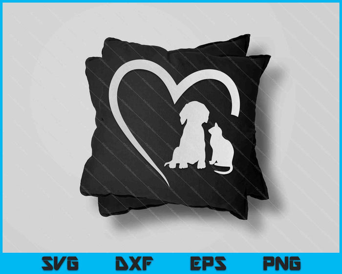 Hond puppy en baby hond en kat hart SVG PNG snijden afdrukbare bestanden