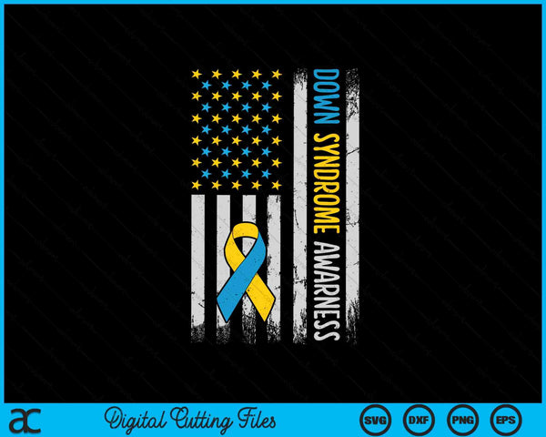 Down syndrome awareness American flag t21 SVG cut file