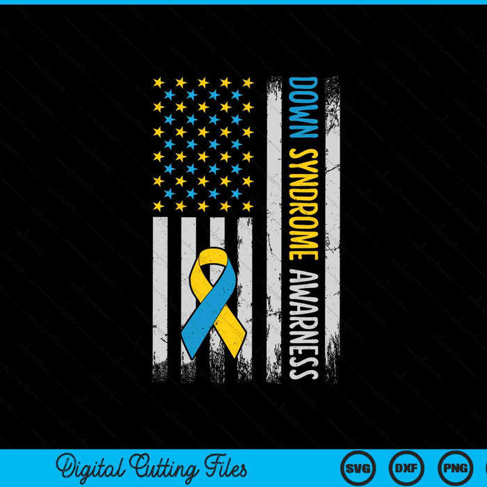 Down syndrome awareness American flag t21 SVG cut file
