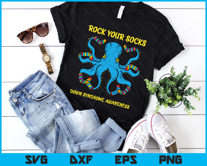 Down Syndrome Awareness Octopus Rock Your Sock SVG PNG Digital Cutting Files