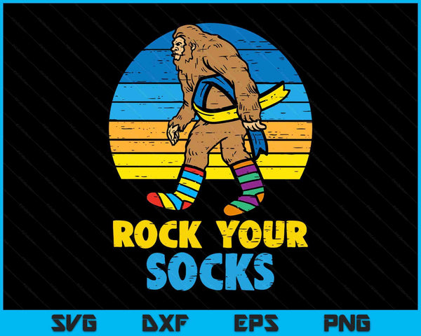 Down syndrome bigfoot rock your socks awareness sasquatch SVG cut file