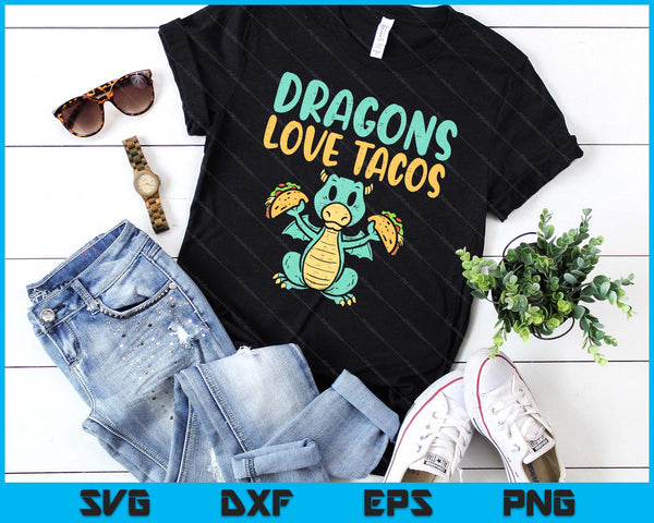 Draken houden van taco's Cute Cinco De Mayo Mexicaans eten Kids Boys SVG PNG digitale snijbestanden