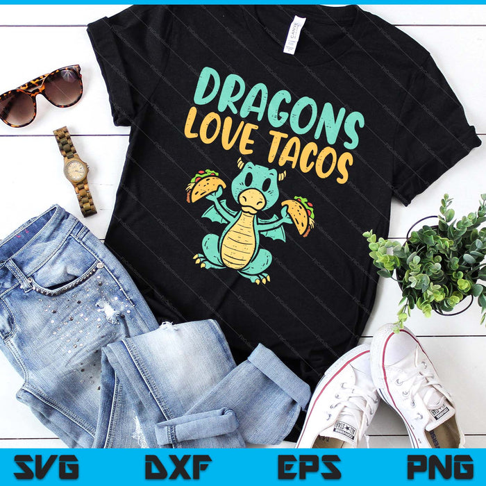 Draken houden van taco's Cute Cinco De Mayo Mexicaans eten Kids Boys SVG PNG digitale snijbestanden