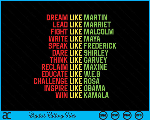 Dream Like Martin Black History Month African Leader SVG PNG Digital Cutting Files
