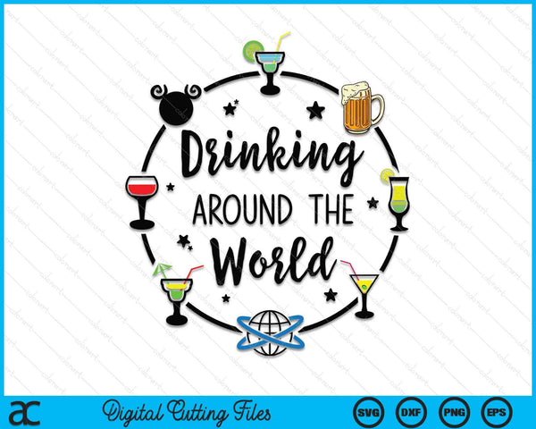 Drinken over de hele wereld Vakantie Drinken Showcase Lover SVG PNG Snijden afdrukbare bestanden