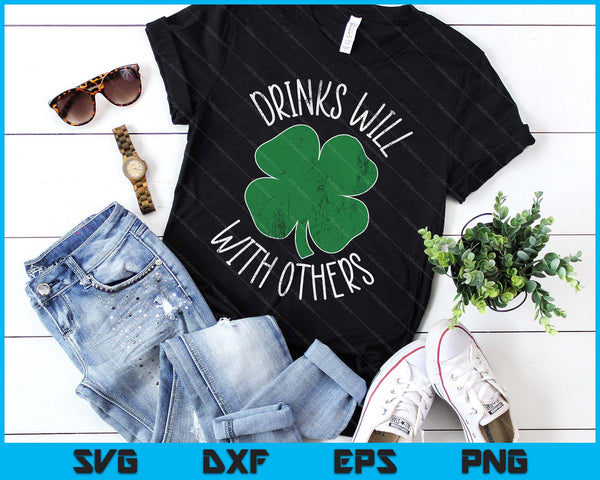 Drinks Well With Others St. Patrick's Day Drunk Beer SVG PNG Digital Printable Files