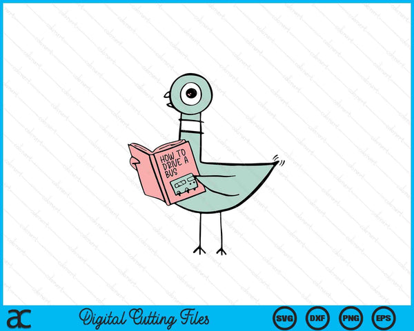 Driven to read pigeon library reading books reader SVG cut file
