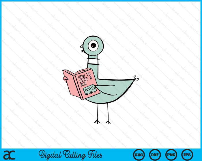 Driven To Read Pigeon Library Reading Books Reader SVG PNG Digital Cutting File