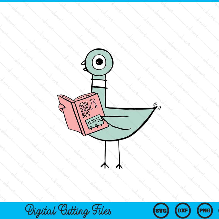 Driven to read pigeon library reading books reader SVG PNG cut file for Cricut