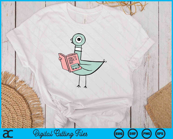 Driven To Read Pigeon Library Reading Books Reader SVG PNG Digital Cutting File