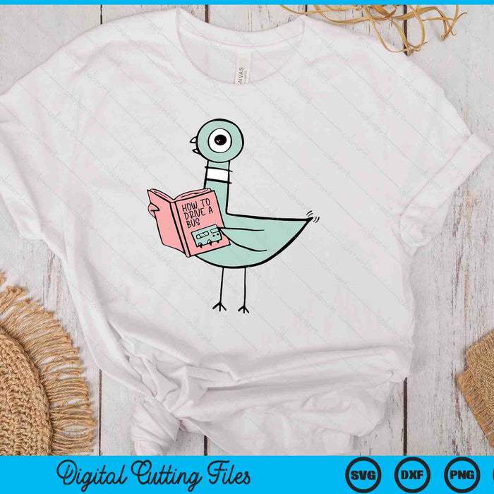 Driven To Read Pigeon Library Reading Books Reader SVG PNG Digital Cutting File