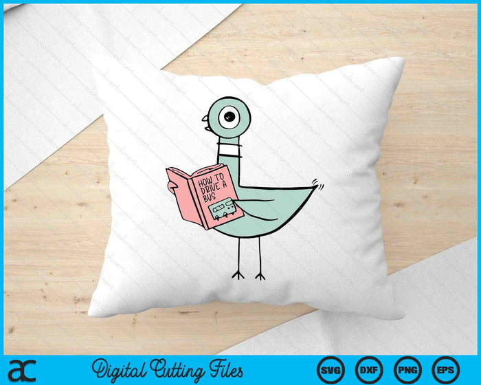 Driven To Read Pigeon Library Reading Books Reader SVG PNG Digital Cutting File