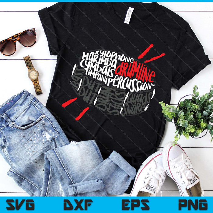 Drumline Marching Band Word Cloud Art SVG PNG Digital Printable Files