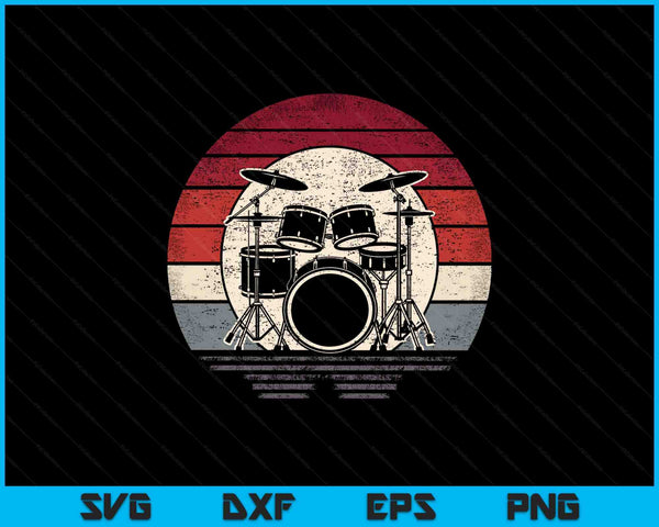 Drums Drummer Band Drumset Retro Vintage Drum SVG PNG Digital Printable Files