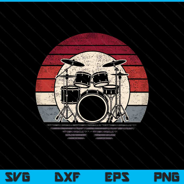 Drums Drummer Band Drumset Retro Vintage Drum SVG PNG Digital Printable Files