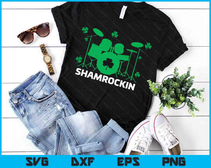 Drums Music Lover Irish Shamrock Drum St. Patrick's Day SVG PNG Digital Printable Files