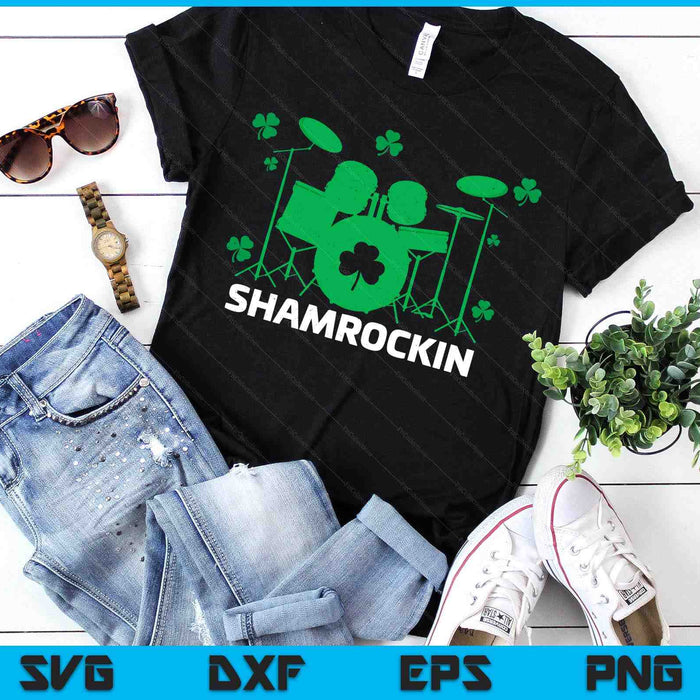 Drums Music Lover Irish Shamrock Drum St. Patrick's Day SVG PNG Digital Printable Files