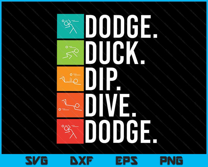 Duck Dip Dive I balspelen ik grappige Dodgeball SVG PNG digitale snijbestanden
