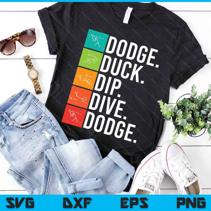 Duck Dip Dive I balspelen ik grappige Dodgeball SVG PNG digitale snijbestanden