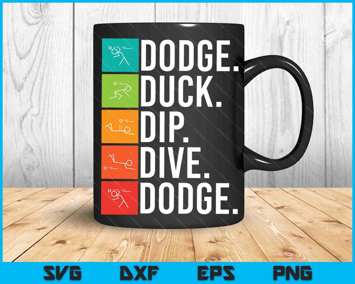 Duck Dip Dive I balspelen ik grappige Dodgeball SVG PNG digitale snijbestanden